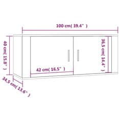 Vidaxl 2 db betonszürke fali TV-szekrény 100 x 34,5 x 40 cm 3188370