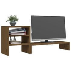 Greatstore mézbarna tömör fenyőfa monitorállvány 81 x 20 x 30 cm