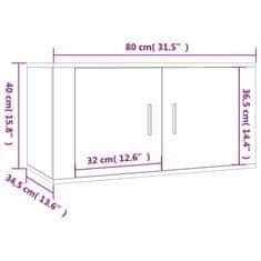 Vidaxl 2 db barna tölgy színű fali TV-szekrény 80 x 34,5 x 40cm 3188357