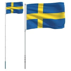 Greatstore svéd alumínium zászló és rúd 5,55 m