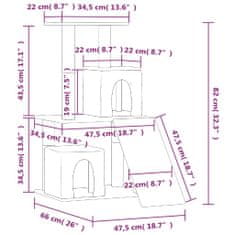 shumee világosszürke macskabútor szizál kaparófákkal 82 cm