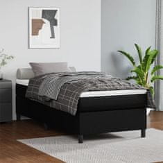 Greatstore fekete műbőr rugós ágy matraccal 80 x 200 cm
