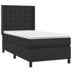 Greatstore fekete műbőr rugós ágy matraccal és LED-del 100x200 cm