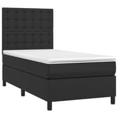 Greatstore fekete műbőr rugós ágy matraccal és LED-del 100x200 cm