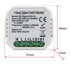 RTX Zigbee 3.0 intelligens egycsatornás hátlapi doboz relé