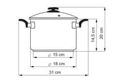 Kolimax Cerammax Pro Comfort fazék fedővel, átmérő 18 cm, térfogat 3 l, kerámiafelület szürke gránit