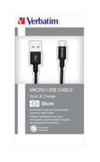 Verbatim Micro USB kábel 30 cm, SYNC + CHARGE fekete