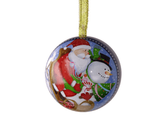 Lean-toys Fém karácsonyfa dekoratív fém bomba Télapó hóemberrel kék