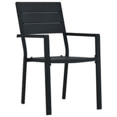 Greatstore 2 darab fekete fautánzatú HDPE kerti szék