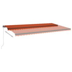 Greatstore narancs és barna kézzel kihúzható LED-es napellenző 600x350 cm