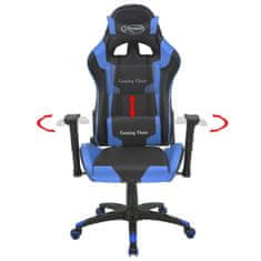 Greatstore kék dönthető versenyautó ülés alakú műbőr irodai szék