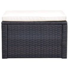 Greatstore Barna polyrattan ottomán zsámoly 53x53x30 cm