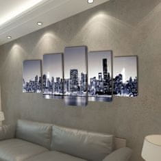 Greatstore Vászon falikép szett monokróm new york-i Skyline 200 x 100 cm
