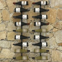 Greatstore 2 db fekete vas falra szerelhető bortartó állvány 18 palacknak