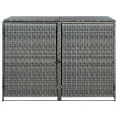 Greatstore antracit polyrattan dupla tároló gurulós kukához 148x77x111 cm