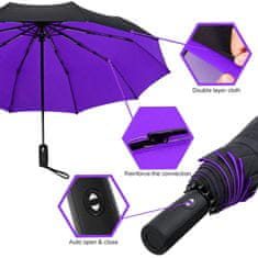 Northix Esernyő, Kompakt - 105 cm - Fekete / Lila 