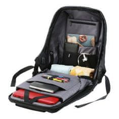 Canyon BP-9 lopásgátló hátizsák, 15,6" - 17" laptophoz, integrált USB csatlakozóval, fekete színben