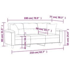 Vidaxl 3 személyes sötétszürke mikroszálas kanapé párnákkal 180 cm 3200979