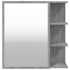 Greatstore szürke sonoma színű szerelt fa tükrös szekrény 62,5x20,5x64 cm