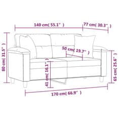 Vidaxl 2 személyes krémszínű mikroszálas szövetkanapé párnákkal 140 cm 3200975