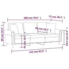 Vidaxl 3 személyes fekete bársony kanapé díszpárnákkal 180 cm 3200960