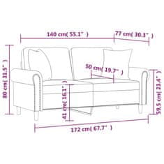 Vidaxl 2 személyes sötétzöld bársony kanapé díszpárnákkal 140 cm 3200947