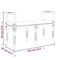 Greatstore sötétszürke szövet pad 110x40x70 cm