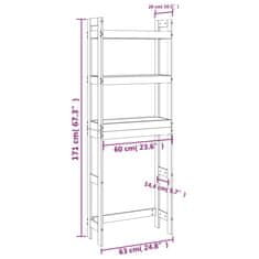 Greatstore fekete tömör fenyőfa fürdőszoba állvány 63x26x171 cm