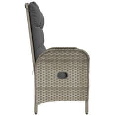 Greatstore szürke polyrattan dönthető kerti pad párnákkal 107 cm