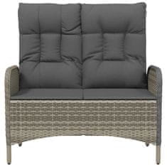 Greatstore szürke polyrattan dönthető kerti pad párnákkal 107 cm