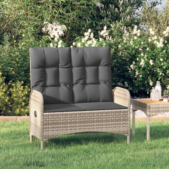 Greatstore szürke polyrattan dönthető kerti pad párnákkal 107 cm