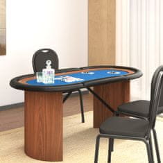 Greatstore 10-személyes kék pókerasztal 160 x 80 x 75 cm
