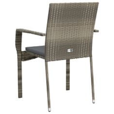 Vidaxl 4 db szürke polyrattan kerti szék párnával 319884