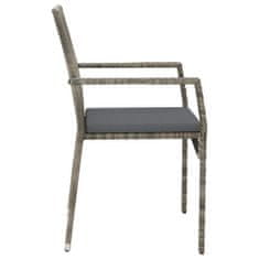 Vidaxl 4 db szürke polyrattan kerti szék párnával 319884