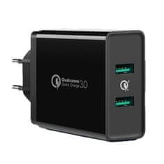 Ugreen CD161 hálózati töltő adapter 2x USB 36W QC, fekete