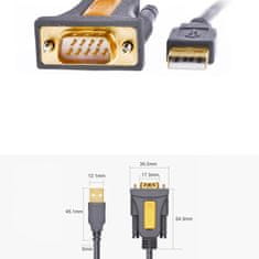 Ugreen CR104 kábel USB / DB9 RS-232 1.5m, szürke