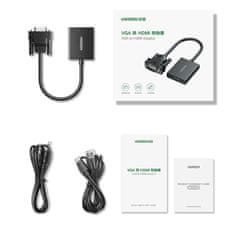 Ugreen CM513 adapter VGA / HDMI 0.15m, fekete