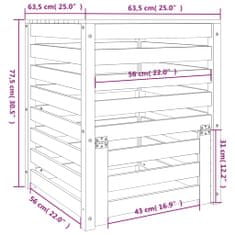 Greatstore tömör douglas fa komposztáló 63,5x63,5x77,5 cm