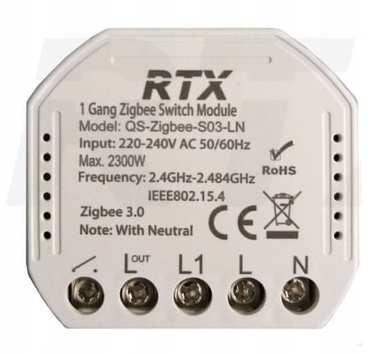 RTX Zigbee Tuya feszültségmentes perselyrelé