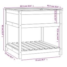 Vidaxl fehér tömör fenyőfa növénytartó polccal 82,5x82,5x81 cm 823795