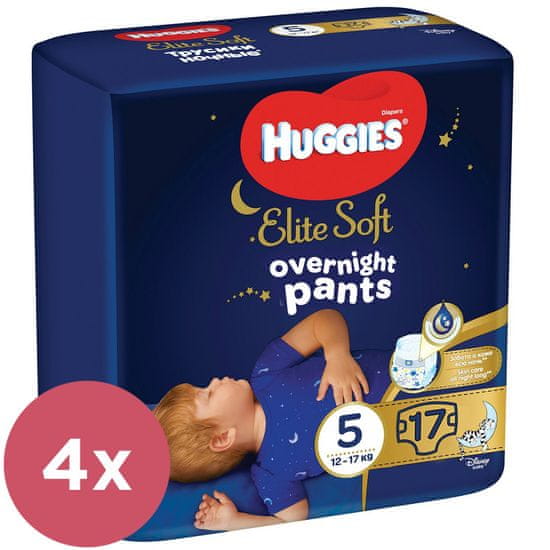 Huggies 4x Elite Soft Pants OVN eldobható pelenkázó nadrág 5 (12-17 kg) 17 db