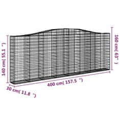 Greatstore 3 db íves horganyzott vas gabion kosár 400x30x140/160 cm