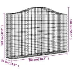 shumee 11 db íves horganyzott vas gabion kosár 200x30x120/140 cm