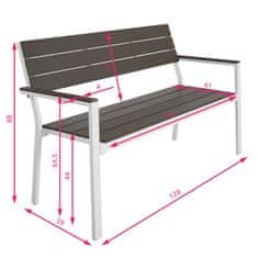 tectake Line kerti pad 2 üléses, alumínium vázzal 128x59x88cm