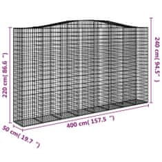 Greatstore 2 db íves horganyzott vas gabion kosár 400x50x220/240 cm