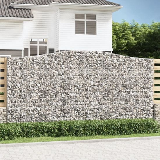 Greatstore 3 db íves horganyzott vas gabion kosár 400x50x200/220 cm