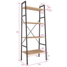 tectake Létrapolc Newcastle 57,5x35,5x139, teljes terhelés 60 kg