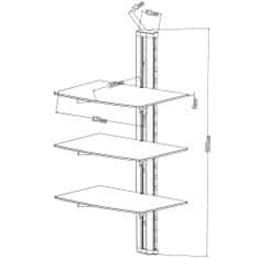 tectake Polcrendszer DVD/SAT-re, három polc 80x42x34cm