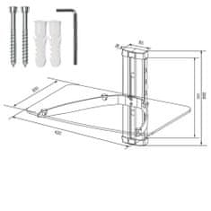 tectake Polcrendszer DVD/SAT, egy polc 24x42x34cm