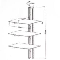 tectake Polcrendszer DVD/SAT, három polc 80x42x30 cm